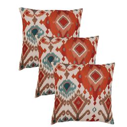 ZEBA Beige & Red 3 Pieces Ethnic Motifs Square Cushion Covers-10