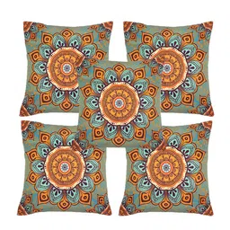 Alina decor Yellow & Blue 5 Pieces Ethnic Motifs Square Cushion Covers-image-57