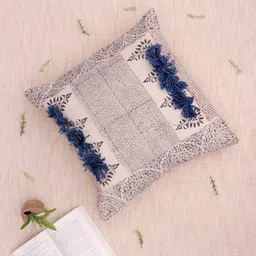Art Avenue Peach-Coloured & Blue Ethnic Motifs Cotton Square Cushion Cover-picture-32