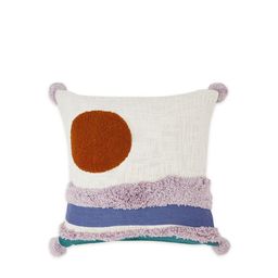 haus & kinder White & Purple Tufted Cotton Square Cushion Cover-image-54