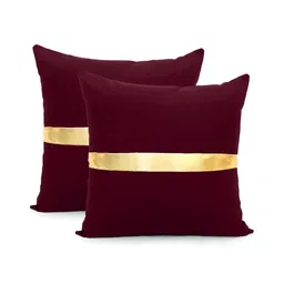BIRD WING Maroon 2 Pieces Cotton Square Cushion Covers-image-66