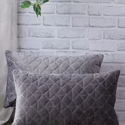 eyda Grey Set of 2 Velvet Rectangle Cushion Covers-image-18