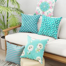 BIANCA Set of 5 Digital Printed Reversible Silk Linen Square Cushion Covers image 1
