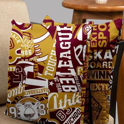 HOUZZCODE Set of 2 Brown & White Abstract Square Cushion Covers-21
