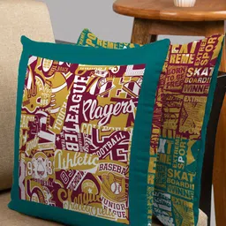 HOUZZCODE Green & White Set of 2 Square Cushion Covers-48