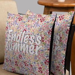 HOUZZCODE Grey & Red Set of 2 Floral Square Cushion Covers-7