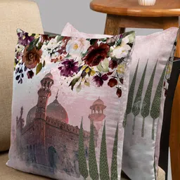HOUZZCODE Multicoloured Set of 2 Quirky Square Cushion Covers-15