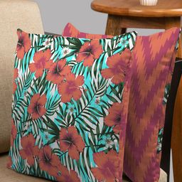 HOUZZCODE Multicoloured Set of 2 Floral Square Cushion Covers-7