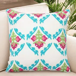 NISRAG HOME White and Blue Floral Suzani persian Cushion Covers-image-17