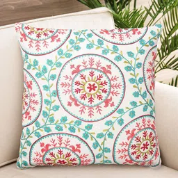 NISRAG HOME White & Blue Floral Cotton Cushion Covers-image-36