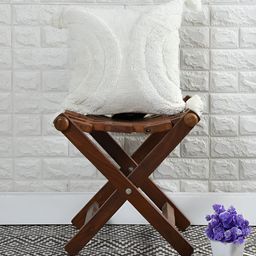 HOMADORN White Cotton Square Cushion Cover With Tassels-1