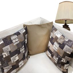 Good Vibes Brown & White 3 Pieces Velvet Square Cushion Covers-19