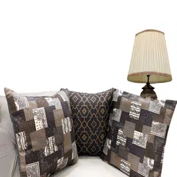 Good Vibes Brown & White Printed 3 Pcs Velvet Square Cushion Covers-3