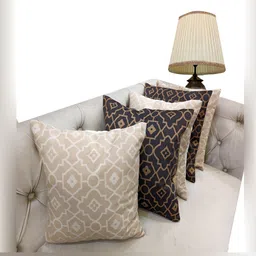 Good Vibes Brown & Beige 5 Pieces Ethnic Motifs Velvet Square Cushion Covers-image-89