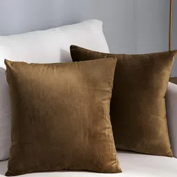 AEROHAVEN Brown 2 Pieces Velvet Square Reversible Cushion Covers-image-12