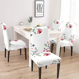 Cortina White & Pink 4 Pieces Printed Chair Covers-image-71