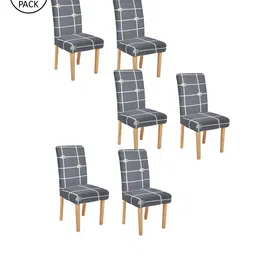 Cortina Set Of 6 Grey & White Checked Chair Covers-11