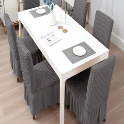 Cortina Grey 6 Pieces Square Textured Chair Covers-image-44