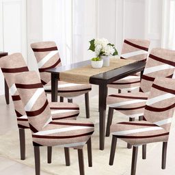 Cortina Beige & Grey 6 Pieces Printed Chair Covers-17