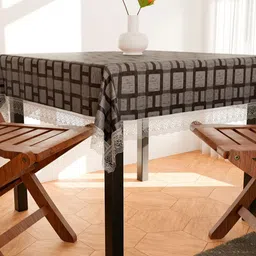 Dakshya Industries White & Brown Printed Waterproof 4-Seater Table Covers-30