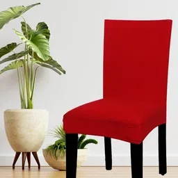 HOUSE OF QUIRK Set of 4 Red Solid Removable Chair Covers-25