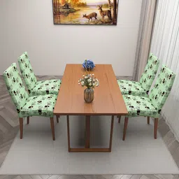 DREAM CARE Green & Red 4 Pieces Floral-Printed Stretchable Chair Covers-6
