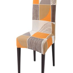 HOKIPO Orange Colored Printed Stretchable Chair Covers-image-22