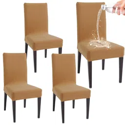 HOKIPO 4 Pcs Camel Brown Water Resistant Stretchable Chair Covers-image-26