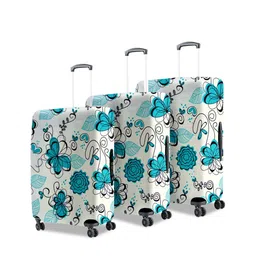 Cortina Set Of 3 White Printed Trolley Bag Covers-38