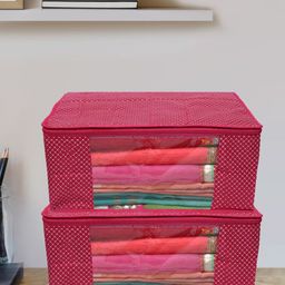 Kuber Industries Pink 2 Pieces Printed Cotton Saree Covers-image-33