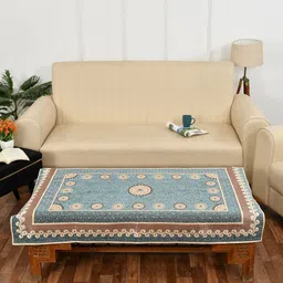 MULTITEX Sea Green & Brown Cotton Printed 4 Seater Rectangle Table Cover-7