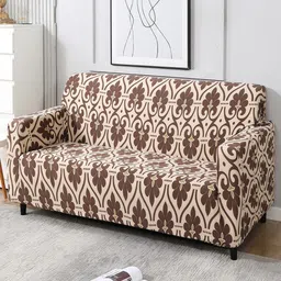 HOKIPO Beige & Brown Printed 3-Seater Sofa Covers-image-26