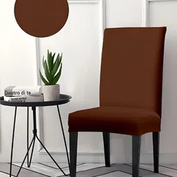 Aura Brown Polyester Chair Cover-image-48