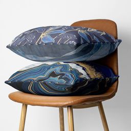 BIANCA Navy Blue & Cream-Coloured Set of 2 Abstract Square Cushion Covers image 4