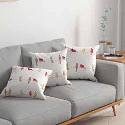 URBAN SPACE White & Red 5 Pieces Quirky Printed Square Cushion Covers image 2