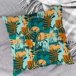 HOUZZCODE Green & Brown Set of 2 Abstract Square Cushion Covers image 2