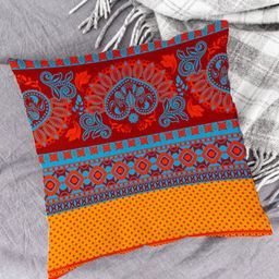 HOUZZCODE Orange & Red Set of 2 Ethnic Motifs Square Cushion Covers image 4