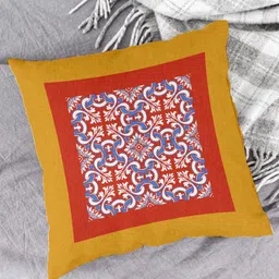 HOUZZCODE Set of 2 Brown & Green Ethnic Motifs Square Cushion Covers image 3