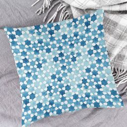 HOUZZCODE Blue & White Set of 2 Geometric Square Cushion Covers image 2