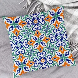 HOUZZCODE White & Green Set of 2 Ethnic Motifs Square Cushion Covers image 2