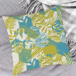 HOUZZCODE Olive Green & White Set of 2 Abstract Square Cushion Covers image 2