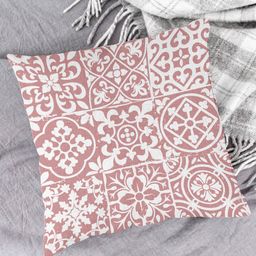HOUZZCODE White & Peach-Coloured Set of 2 Ethnic Motifs Square Cushion Covers image 2