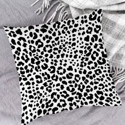 HOUZZCODE White & Black Set of 2 Abstract Square Cushion Covers image 2