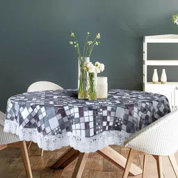 Dakshya Industries Grey Printed PVC 6 Seater Table Cover image 2