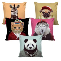 AEROHAVEN Set Of 5 Multicoloured Digital Printed Square Cushion Covers image 3