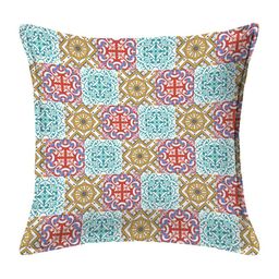 HOUZZCODE Set of 2 Brown & Green Ethnic Motifs Square Cushion Covers image 2