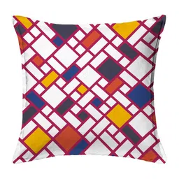 HOUZZCODE Red & White Set of 2 Abstract Square Cushion Covers image 3