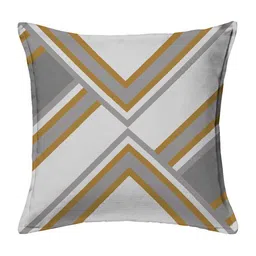 HOUZZCODE Grey Melange & Brown Set of 2 Geometric Square Cushion Covers image 4