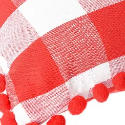 Lushomes Red & White Set of 2 Checked Square Cushion Covers image 4