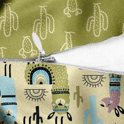 HOUZZCODE Green & Blue Set of 2 Conversational Square Cushion Covers image 2